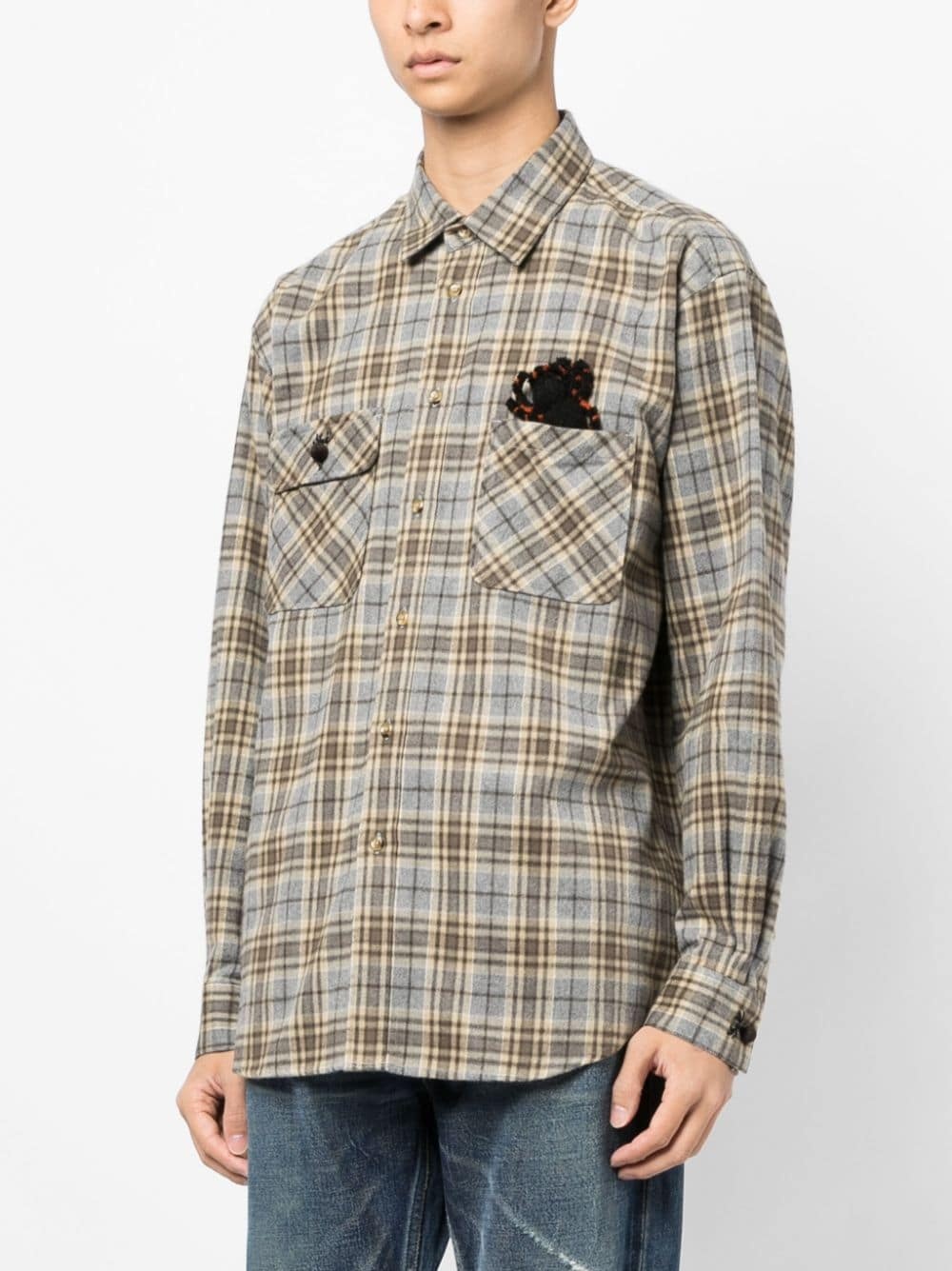 checkered 3D-detail shirt - 3