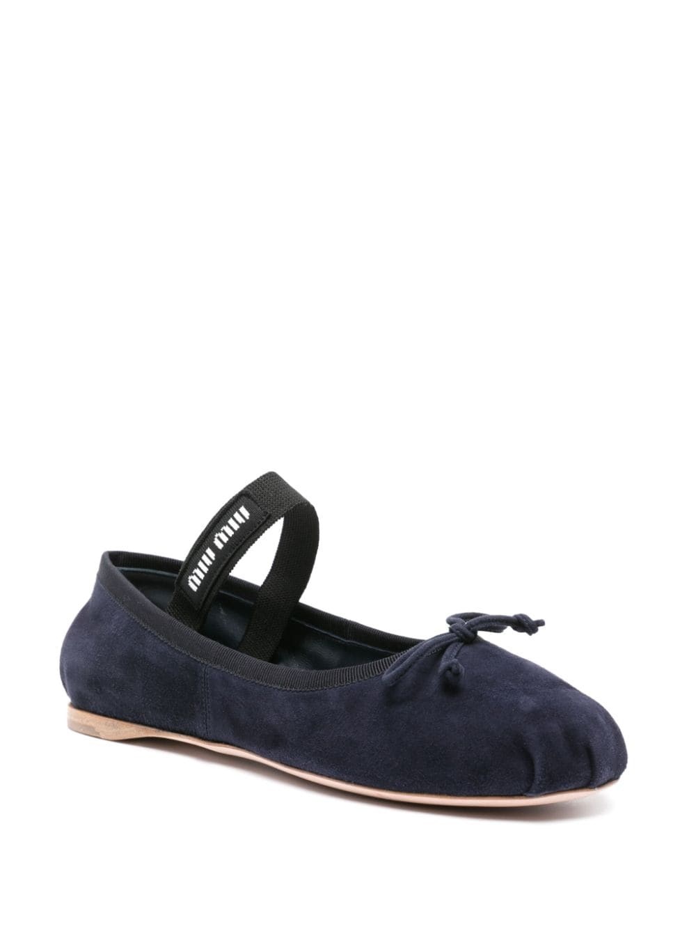 bow-detail suede ballerina shoes - 2