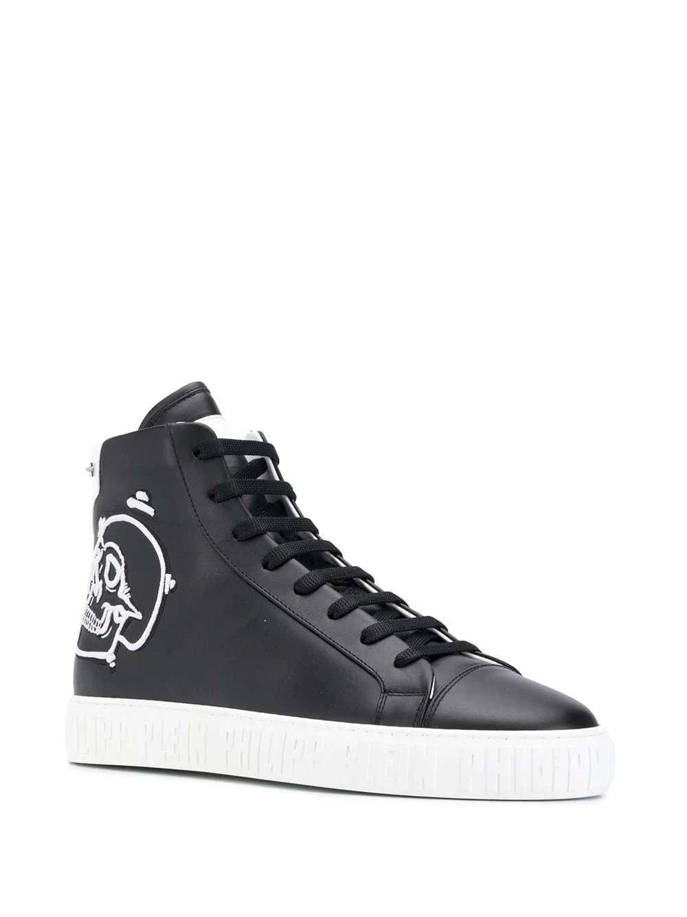 embroidered skull high-top sneakers - 2