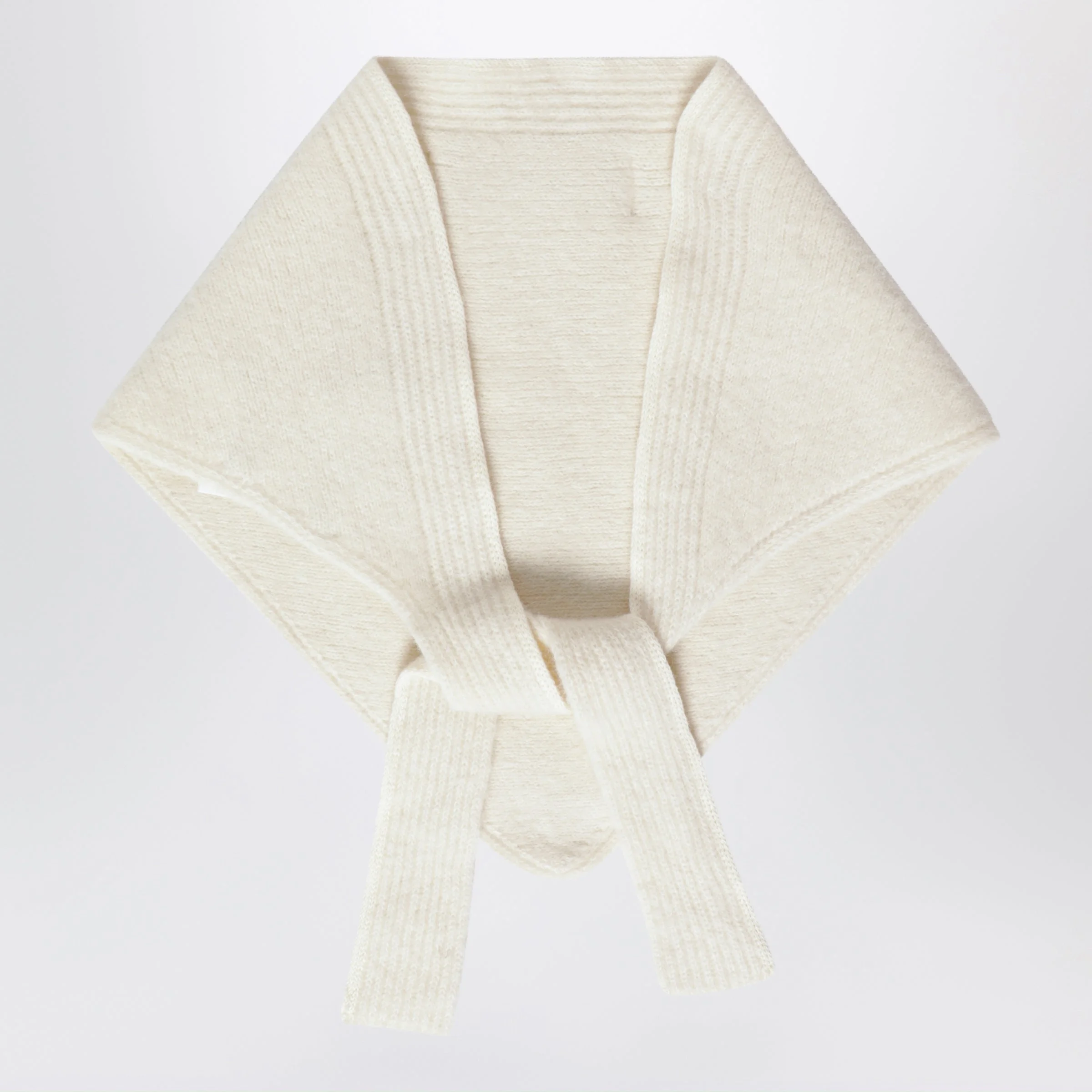 White Gros Grain scarf in alpaca blend - 1