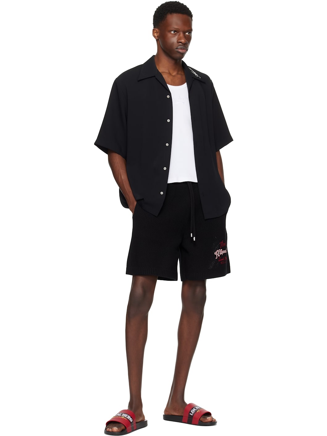 Black 'Hollywood Auto' Mesh Shorts - 4
