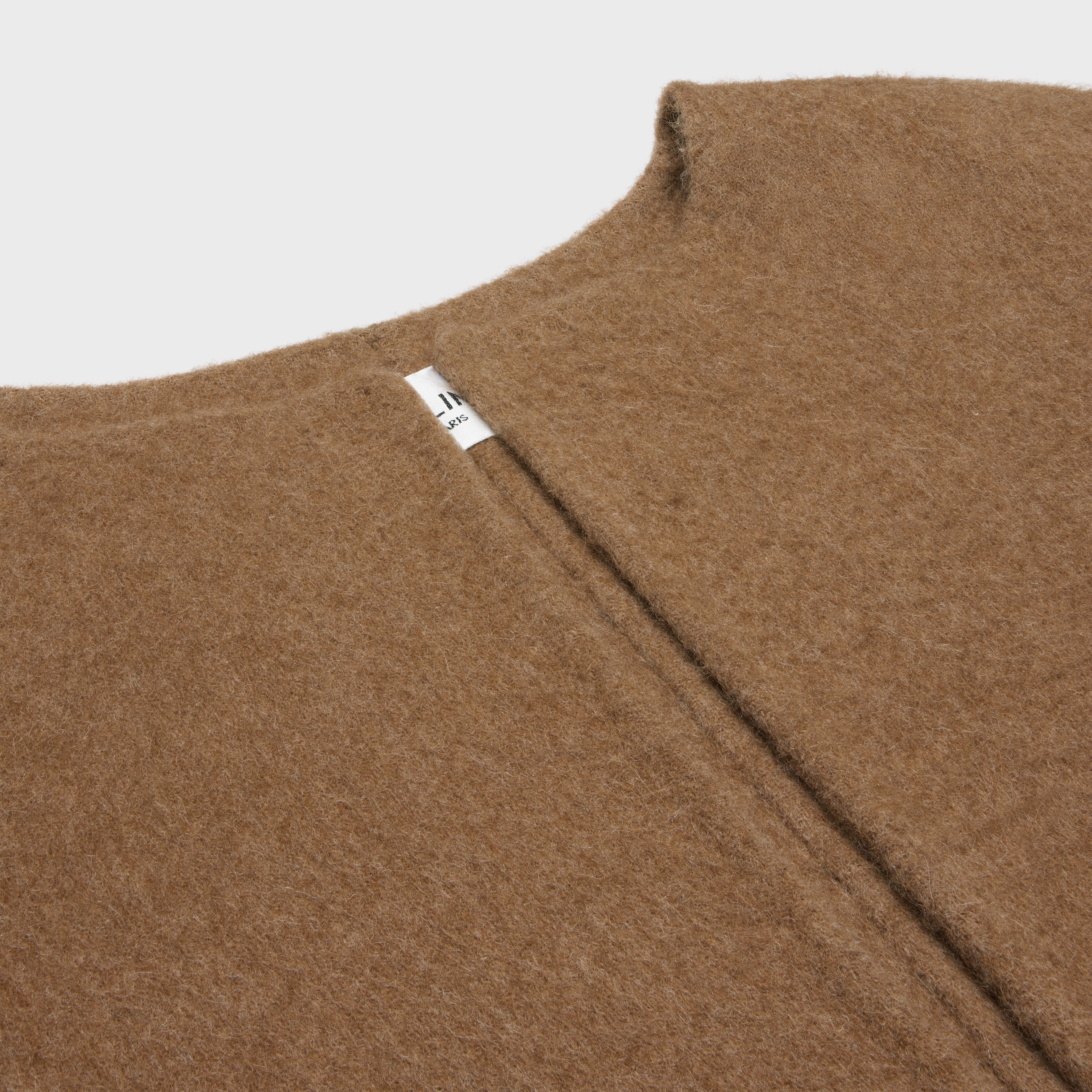 coat with pure collar in brushed llama - 3