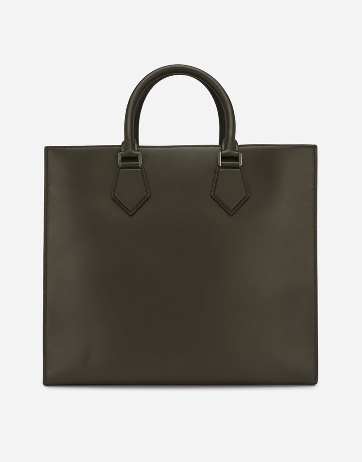 Large calfskin shopper with logo - 4