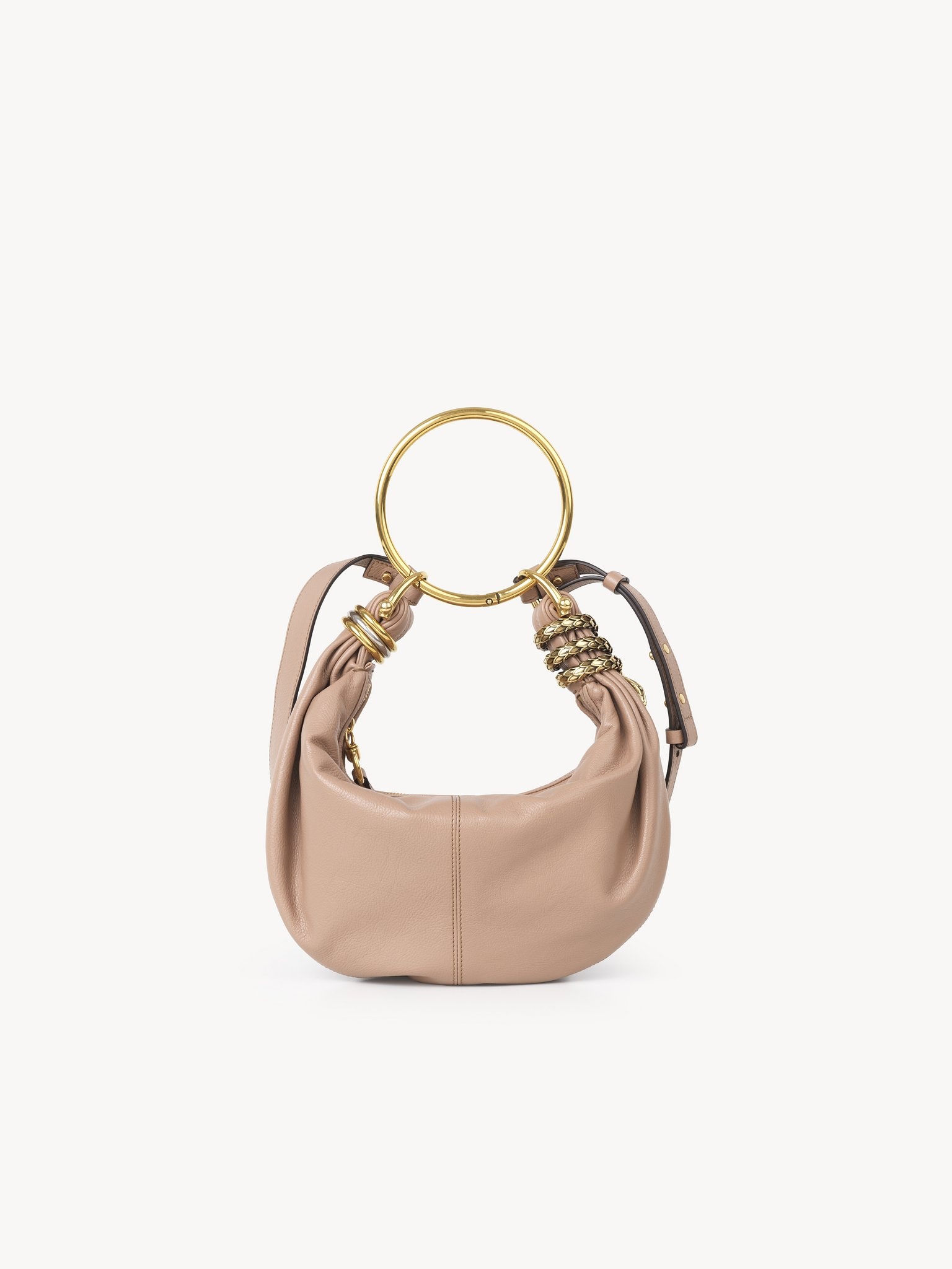 SMALL SNAKE BRACELET HOBO BAG IN GRAINED LEATHER - 4
