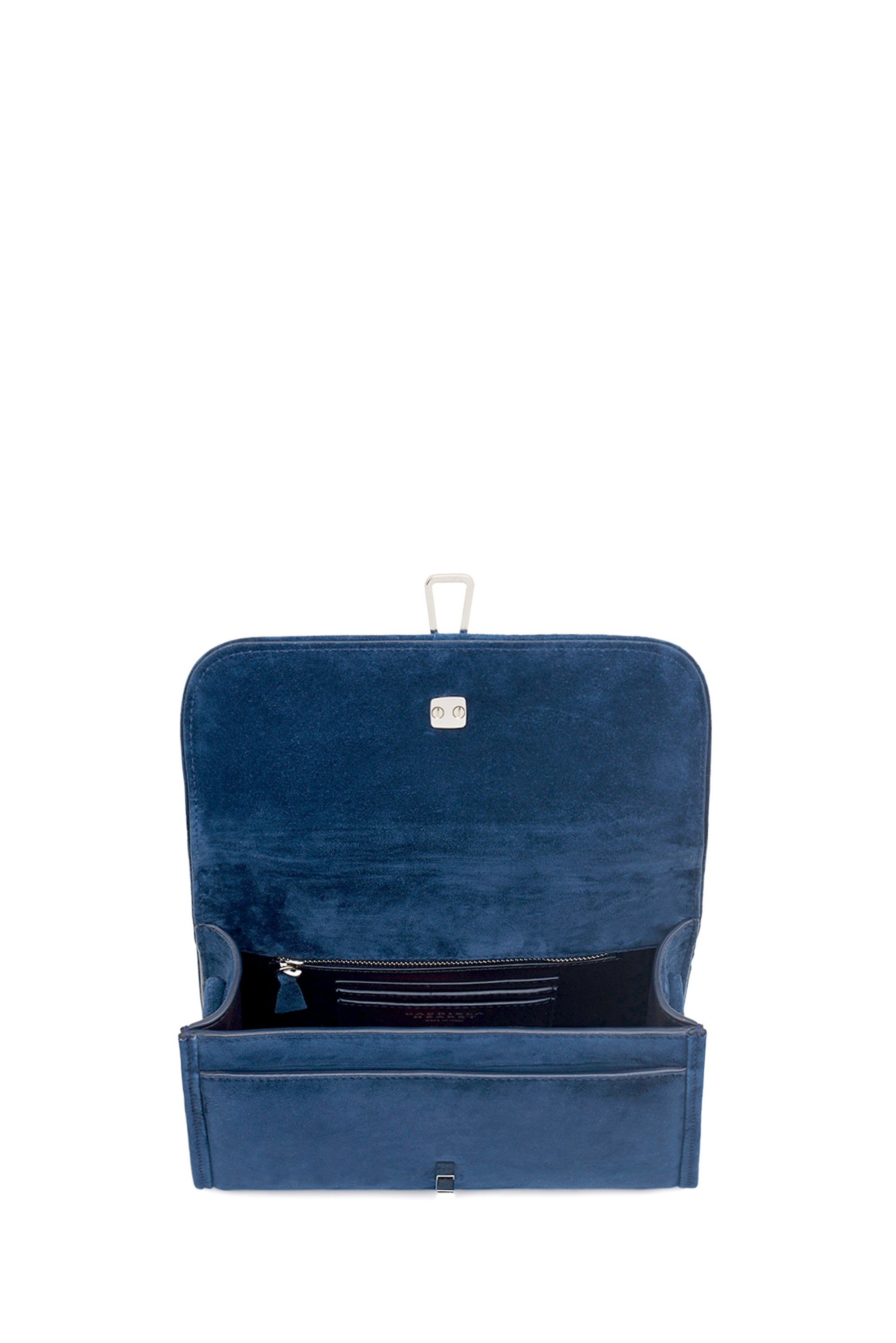 Small Leonora Flap Bag in Navy Suede - 5