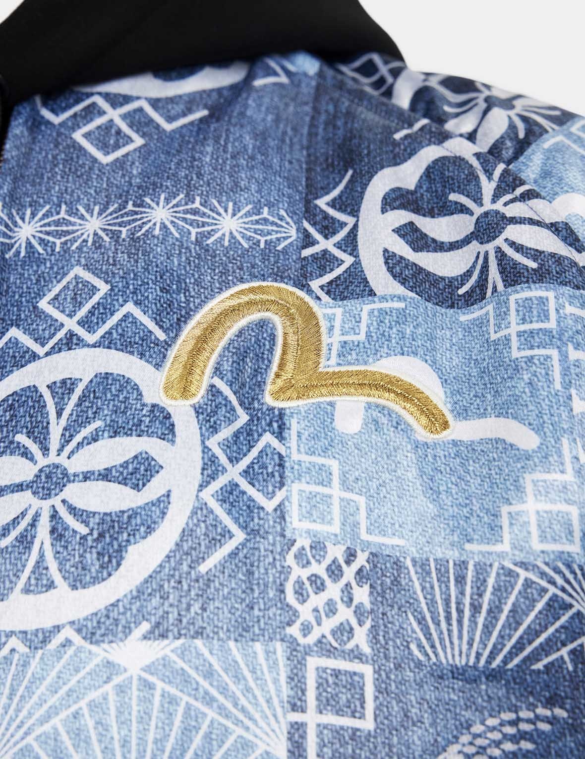 Soaring Snake Embroidery and Traditional Japanese Totem Prints Reversible Relax Fit Souvenir Jacket - 18