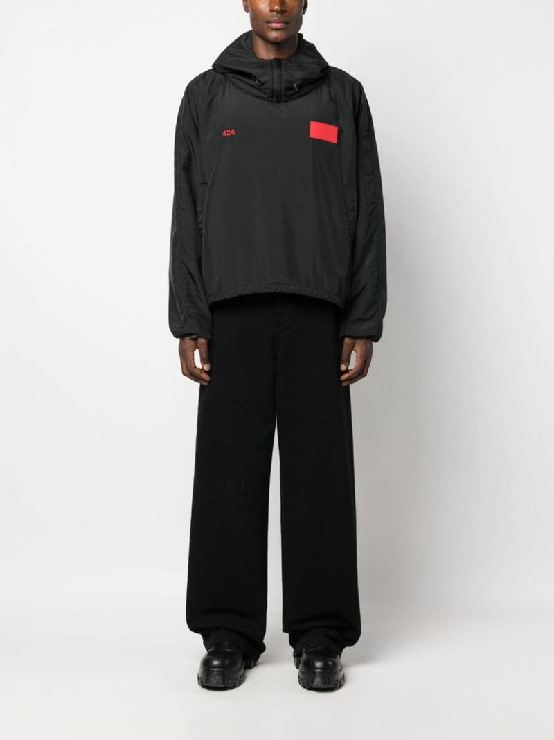424 logo-patch drawstring hooded jacket outlook