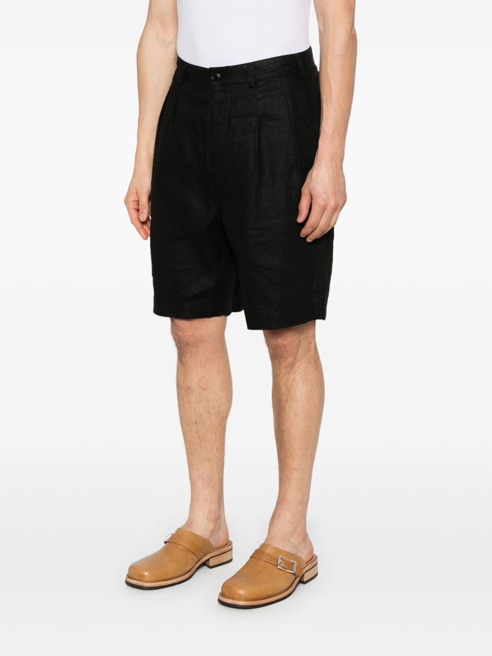 pleated linen shorts - 3