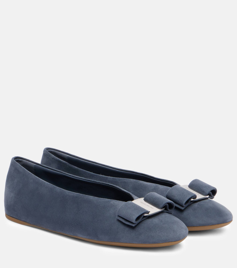 Vanna bow-detail suede ballet flats 1
