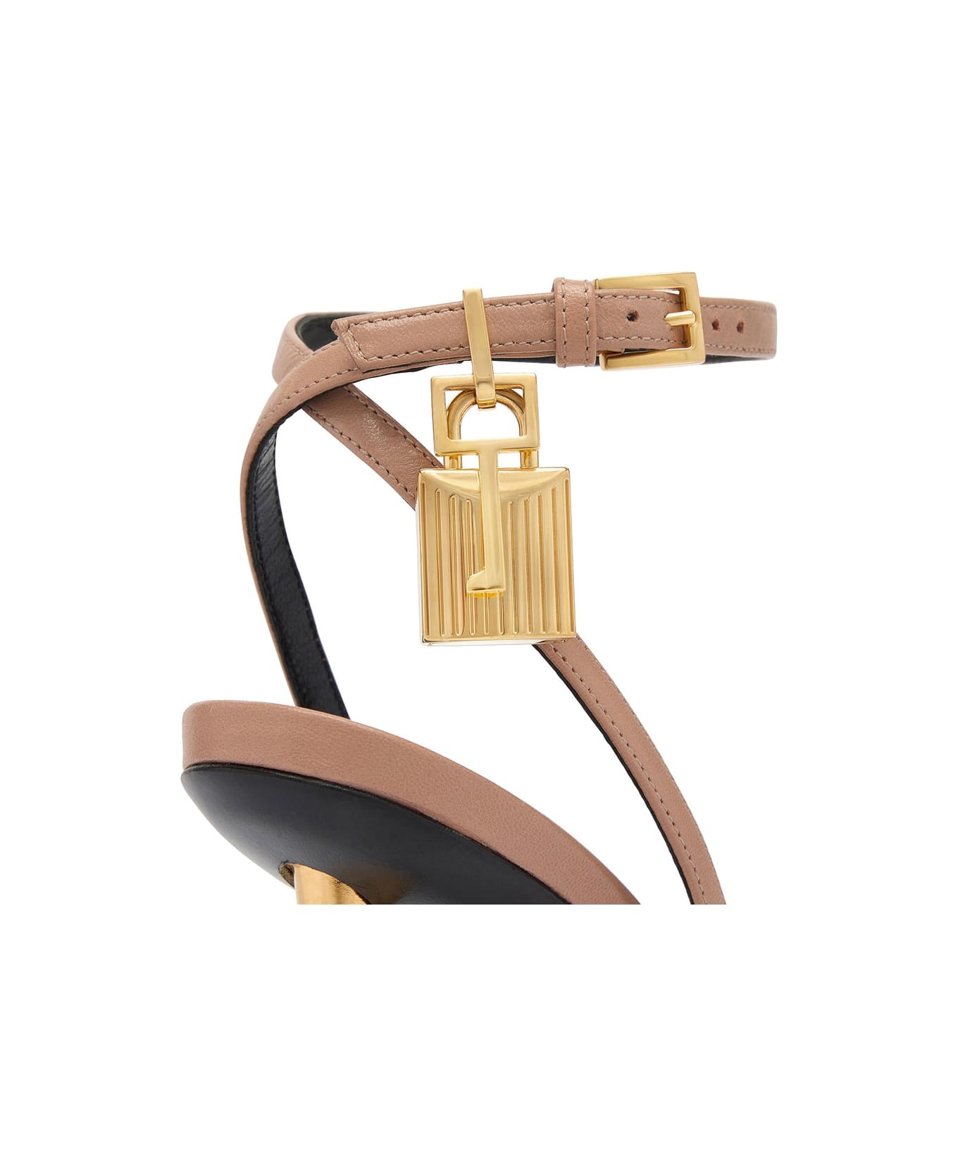 Pink Leather Sandals With Padlock Detail Tom Ford Woman - 4