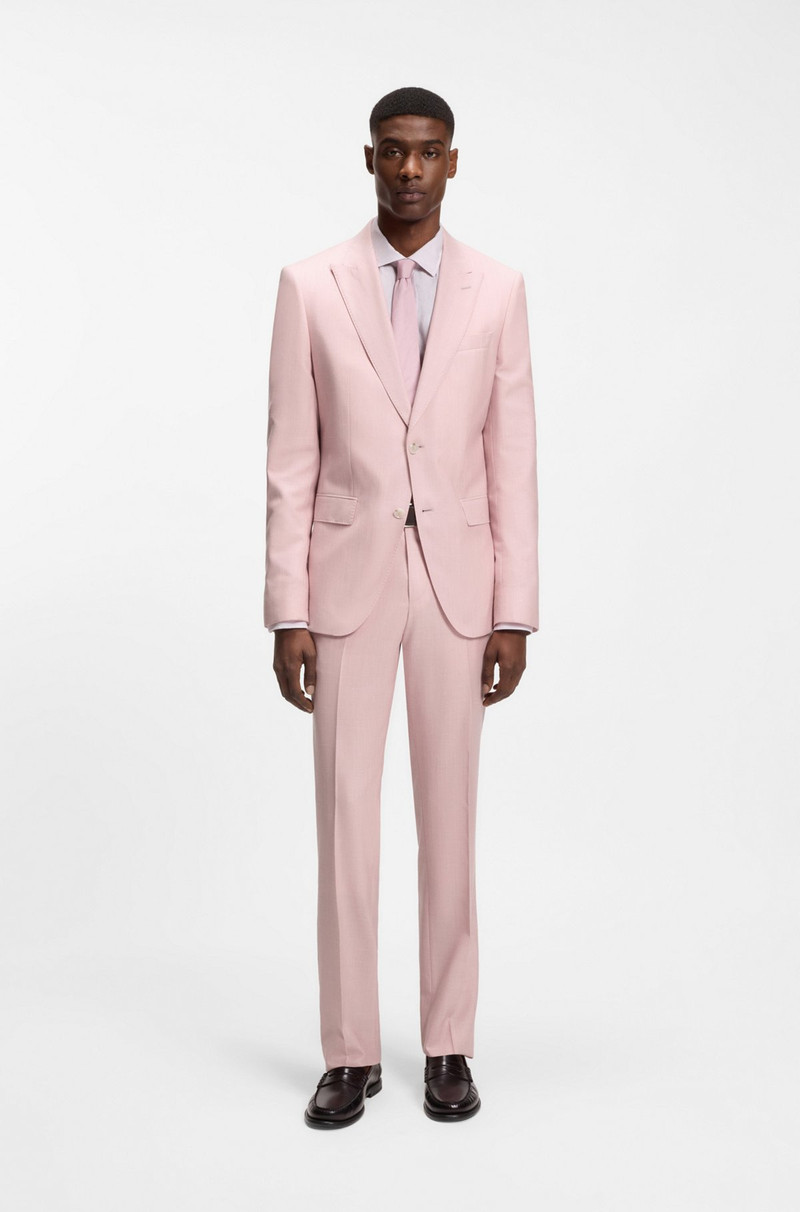 BOSS SLIM-FIT TROUSERS IN VIRGIN WOOL, SILK AND LINEN outlook