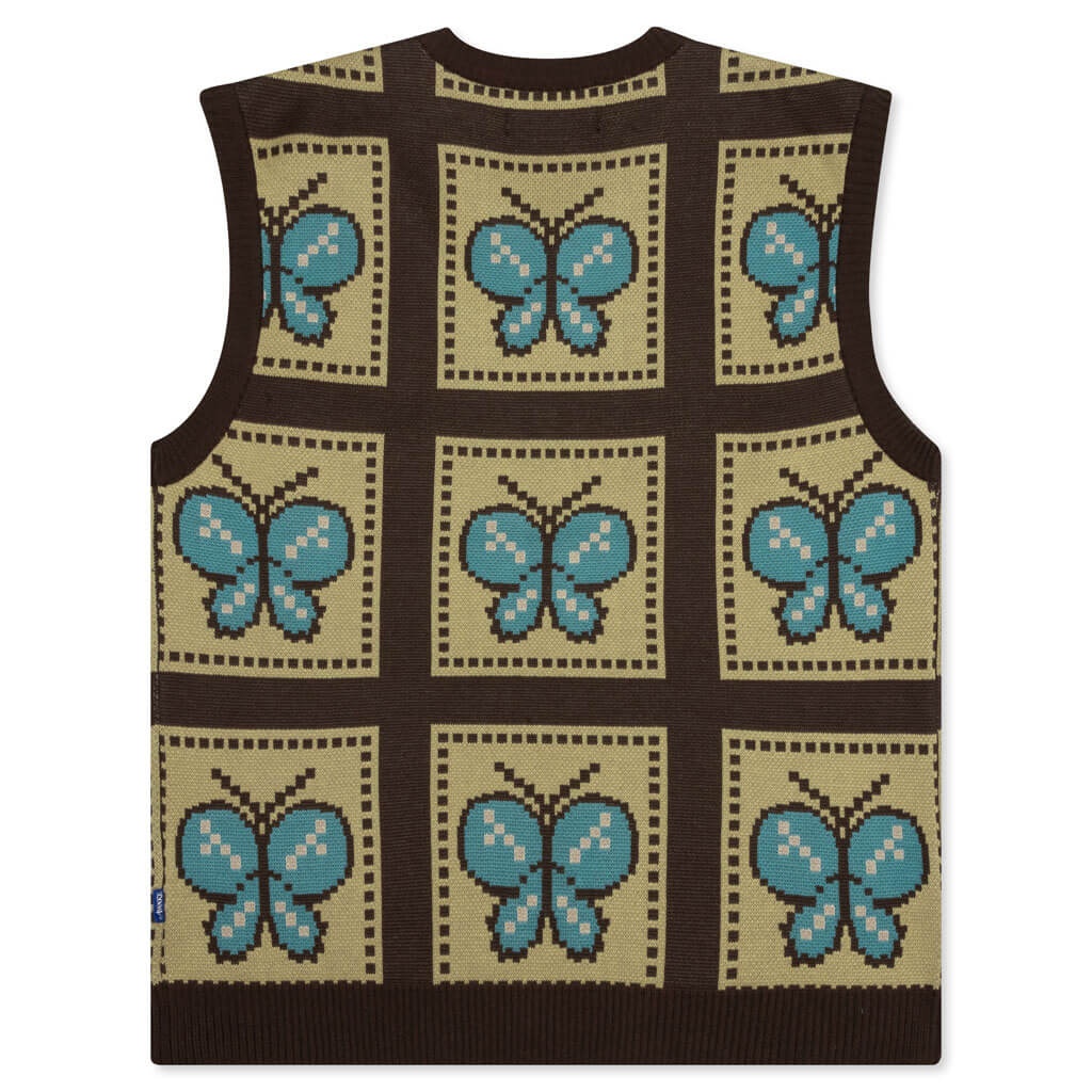 AWAKE BUTTERFLY SWEATER VEST - BROWN/YELLOW - 2