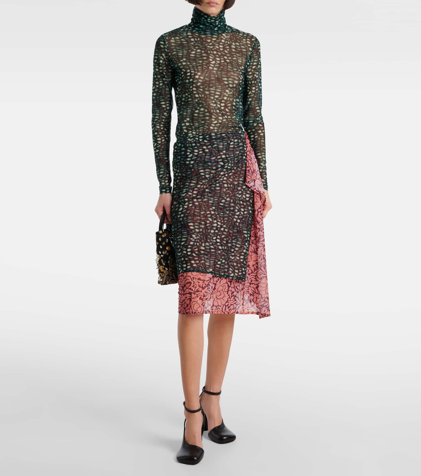 Printed draped midi skirt - 2