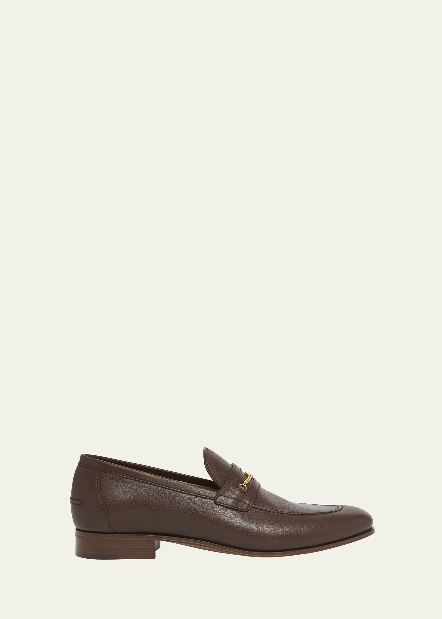 Men's Leather VLogo Chain Bit Loafers - 1