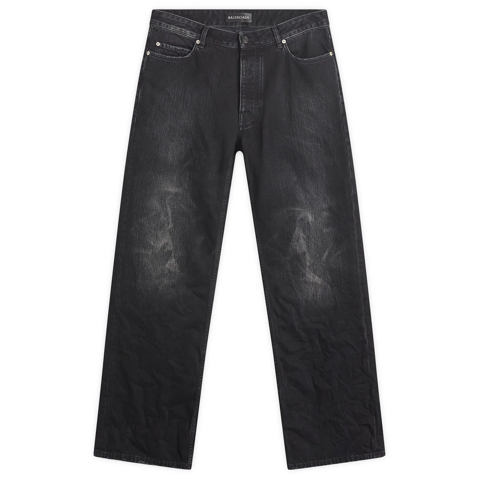 Balenciaga Distressed Fit Fadeout Black Denim Jeans - 1