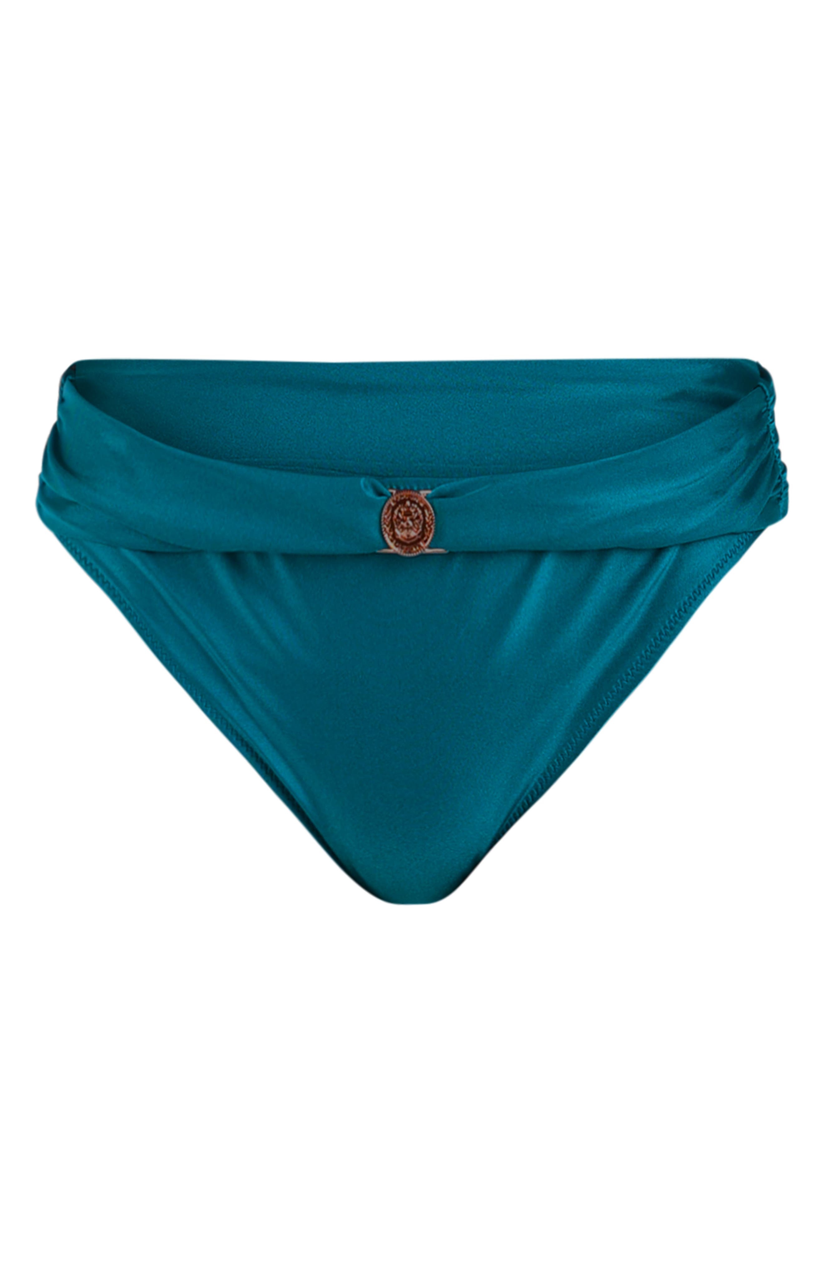L'AGENCE Miya Foldover Bikini Bottoms in Viridian at Nordstrom - 3