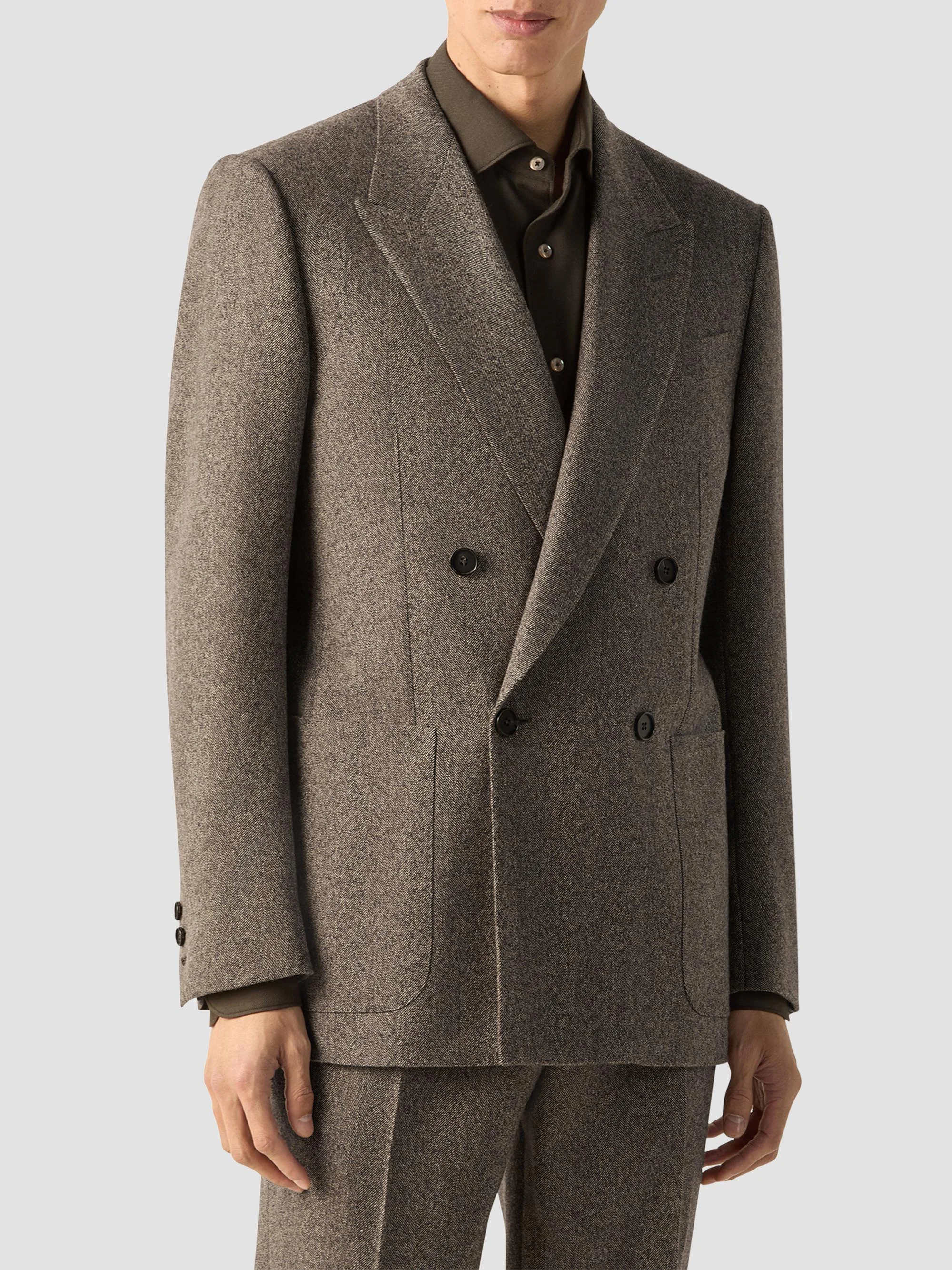 Men's Wool and Cashmere Jacket - Light Brown - 1