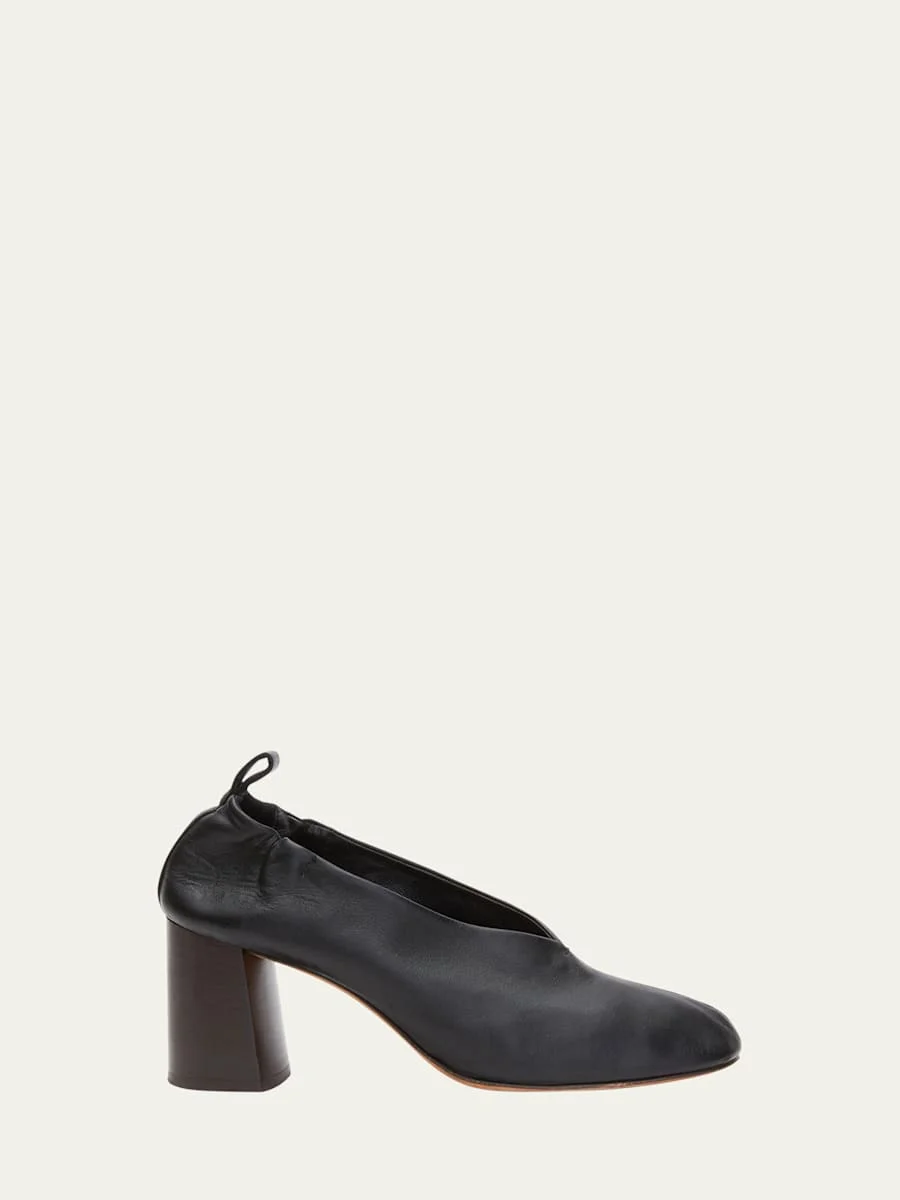 Nadia Lambskin Heeled Ballerina Pumps - 1