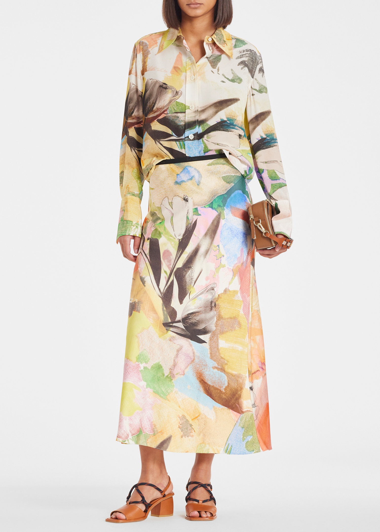 Women's 'Floral Collage' Printed Midi Skirt - 4