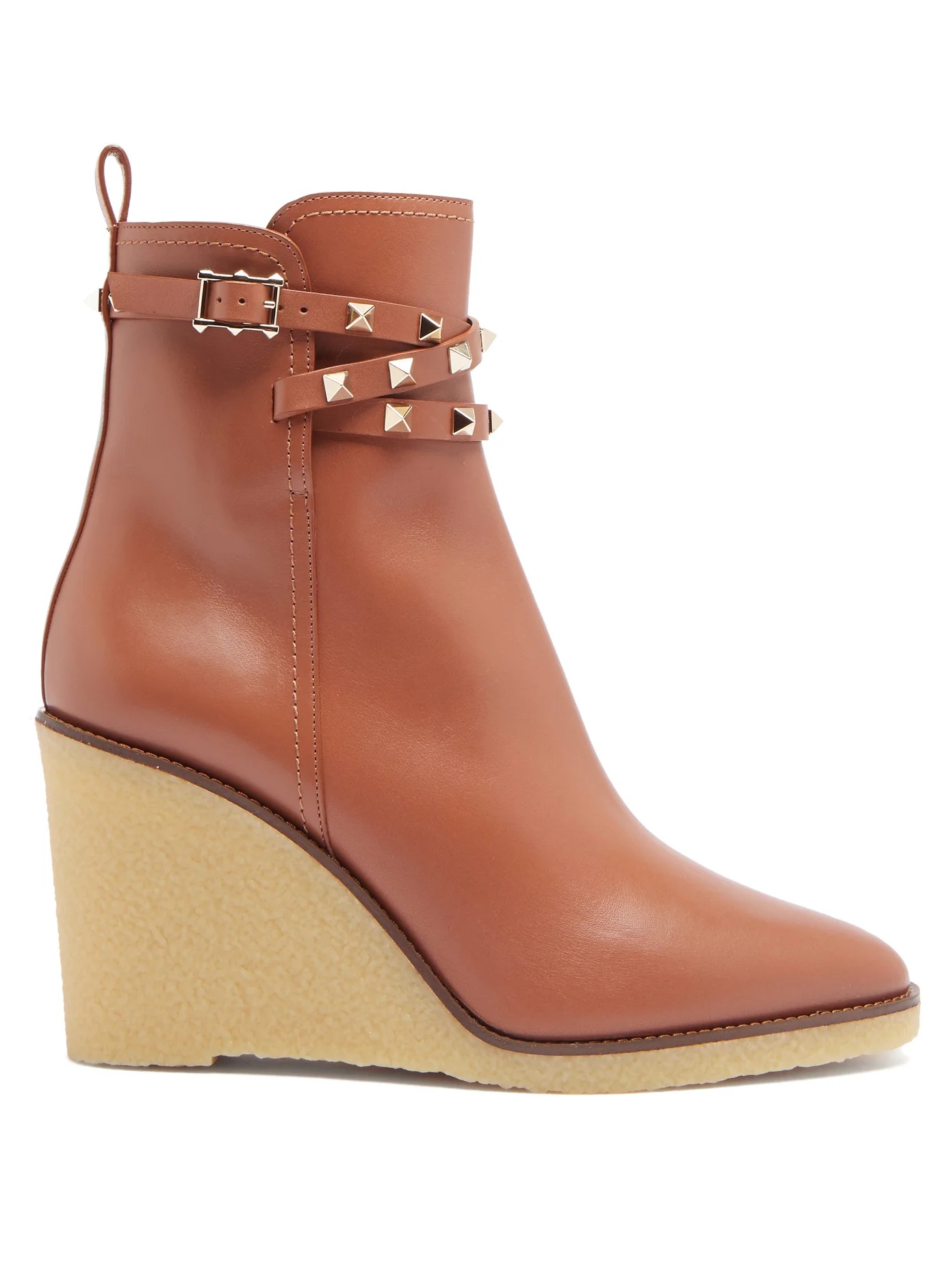 Rockstud leather wedge ankle boots - 1