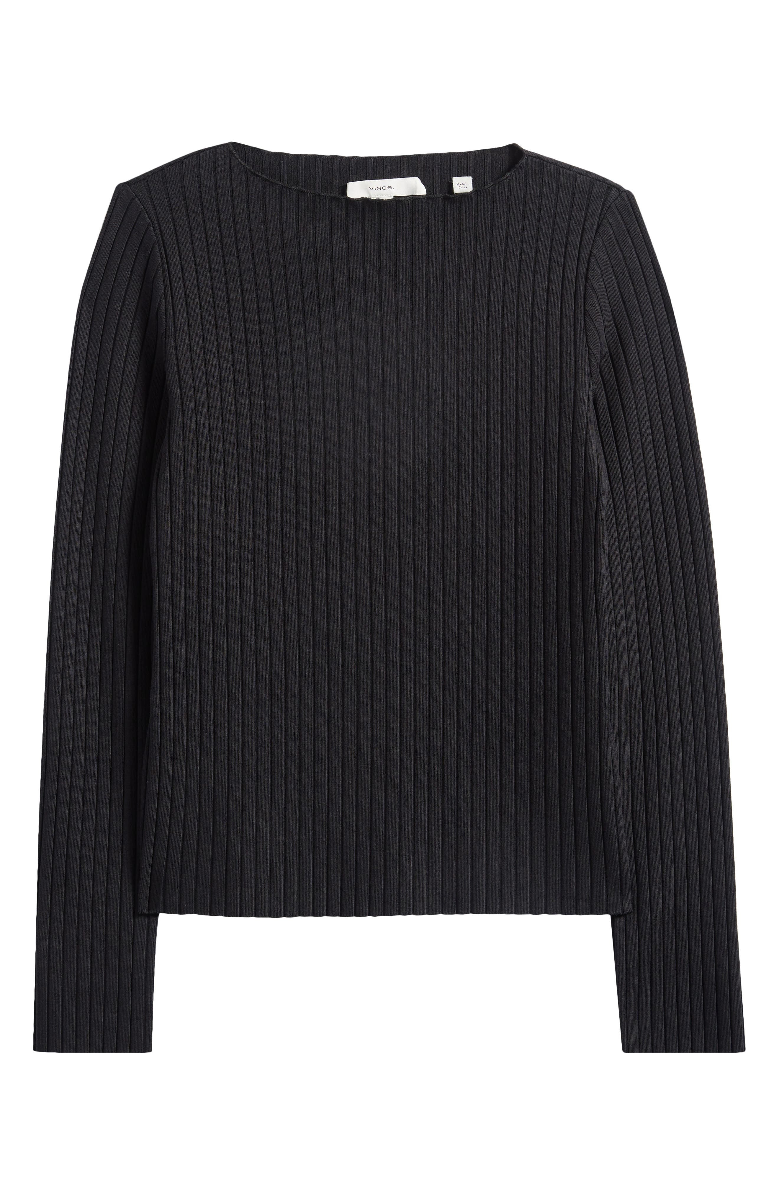 Vince Boat Neck Rib Top in Black at Nordstrom - 3