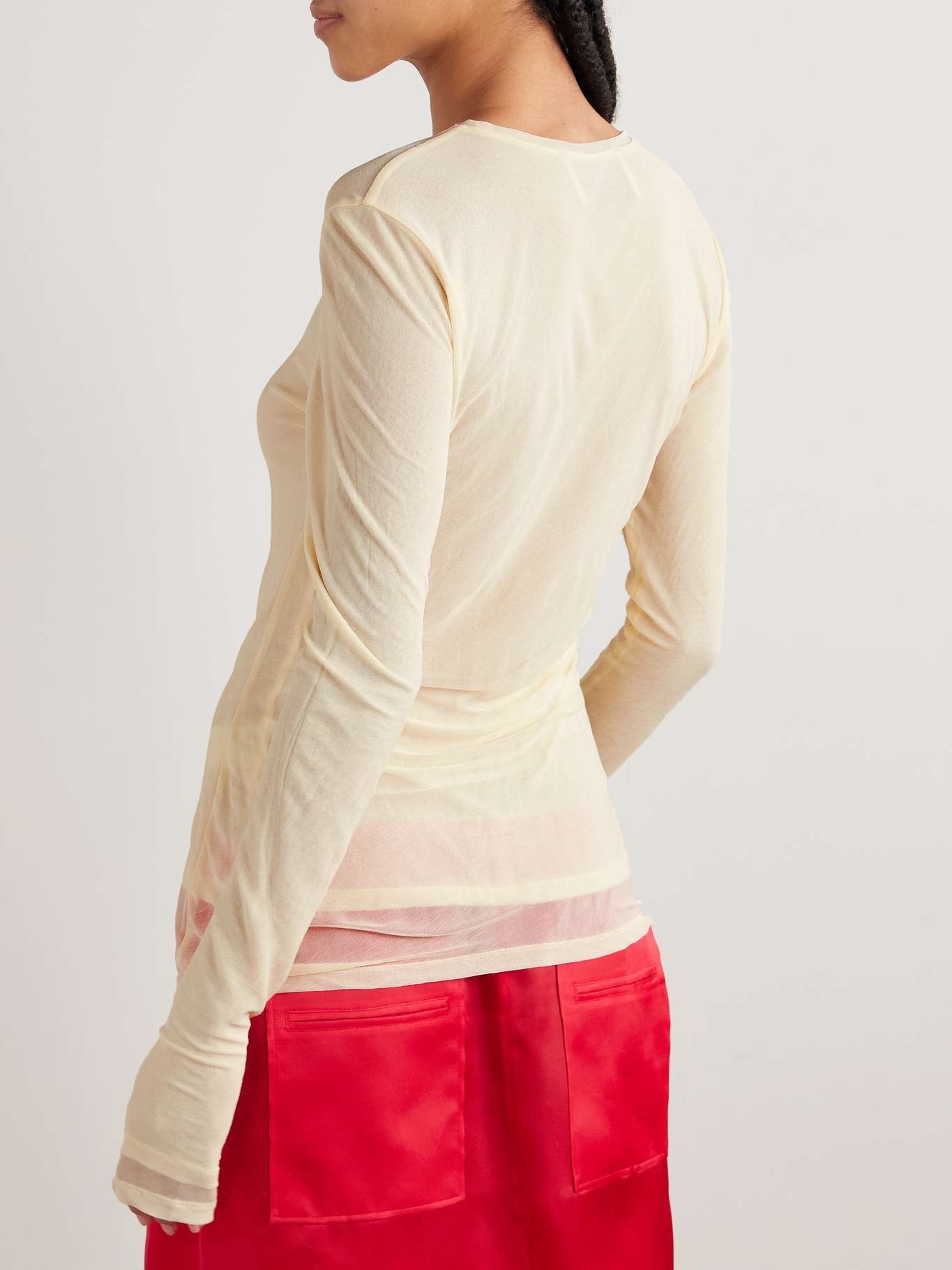 Rosalie gathered jersey top Pastel yellow - 4