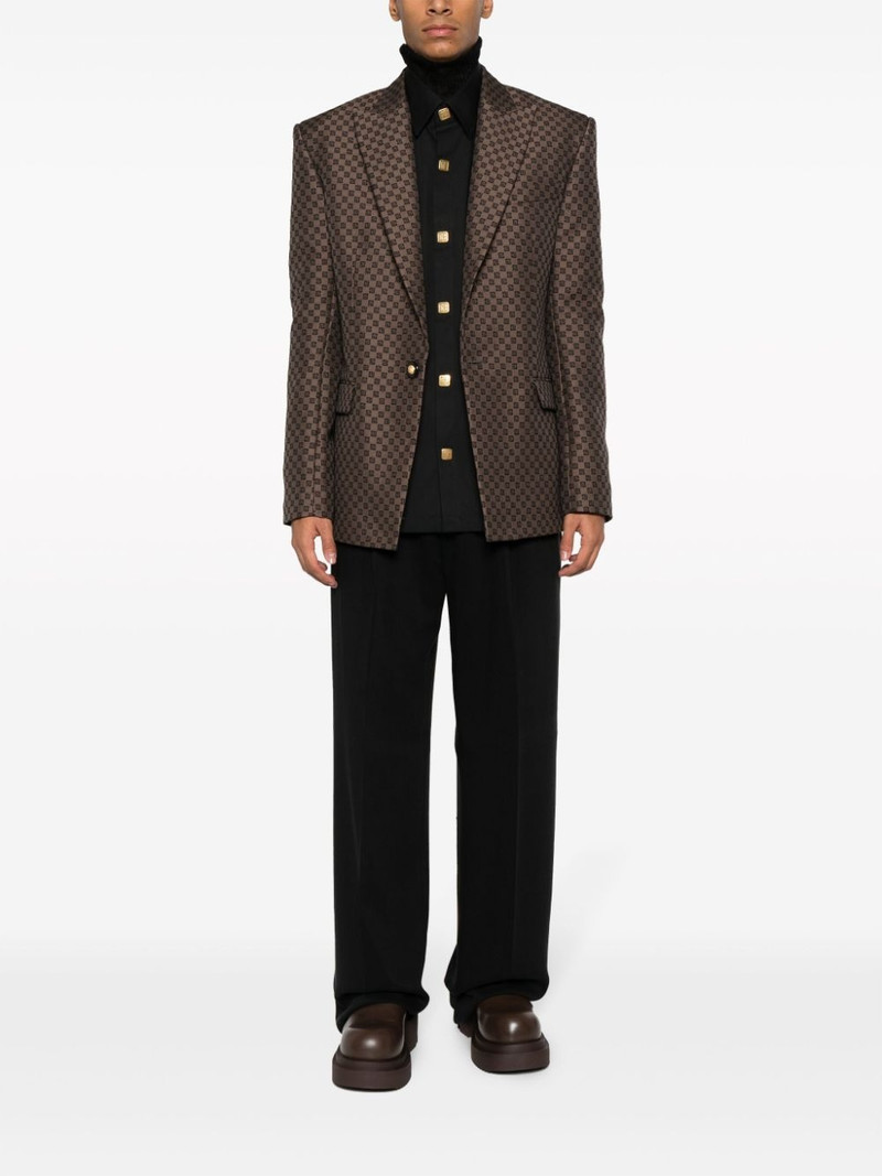 Balmain monogram-jacquard single-breasted blazer outlook