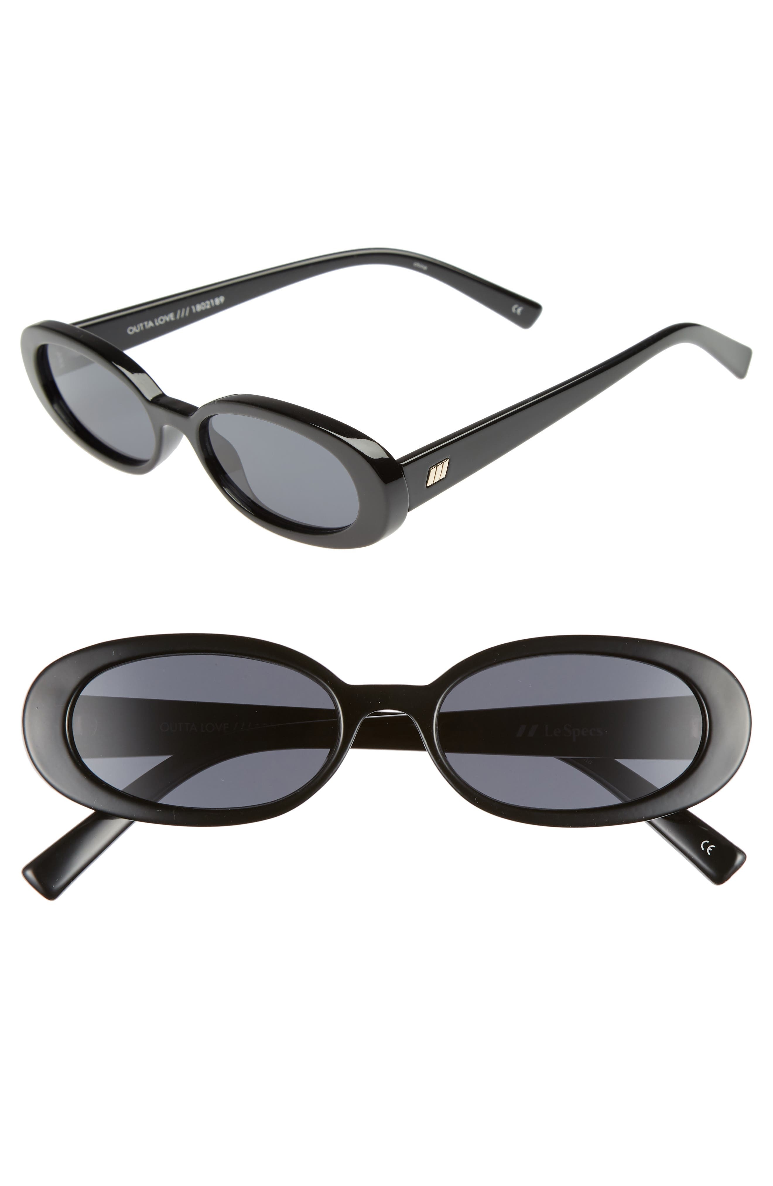 Le Specs Outta Love 51mm Oval Sunglasses in Black /Smoke Mono at Nordstrom - 8