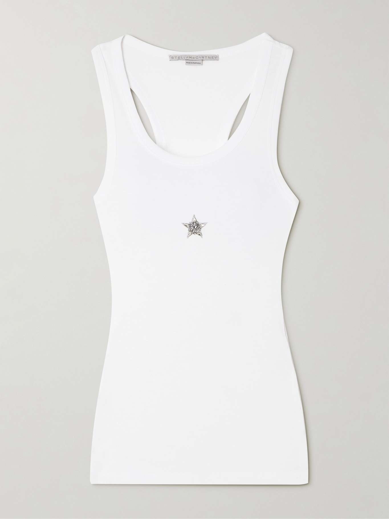 Crystal-embellished Lyocell and cotton-blend tank - 1