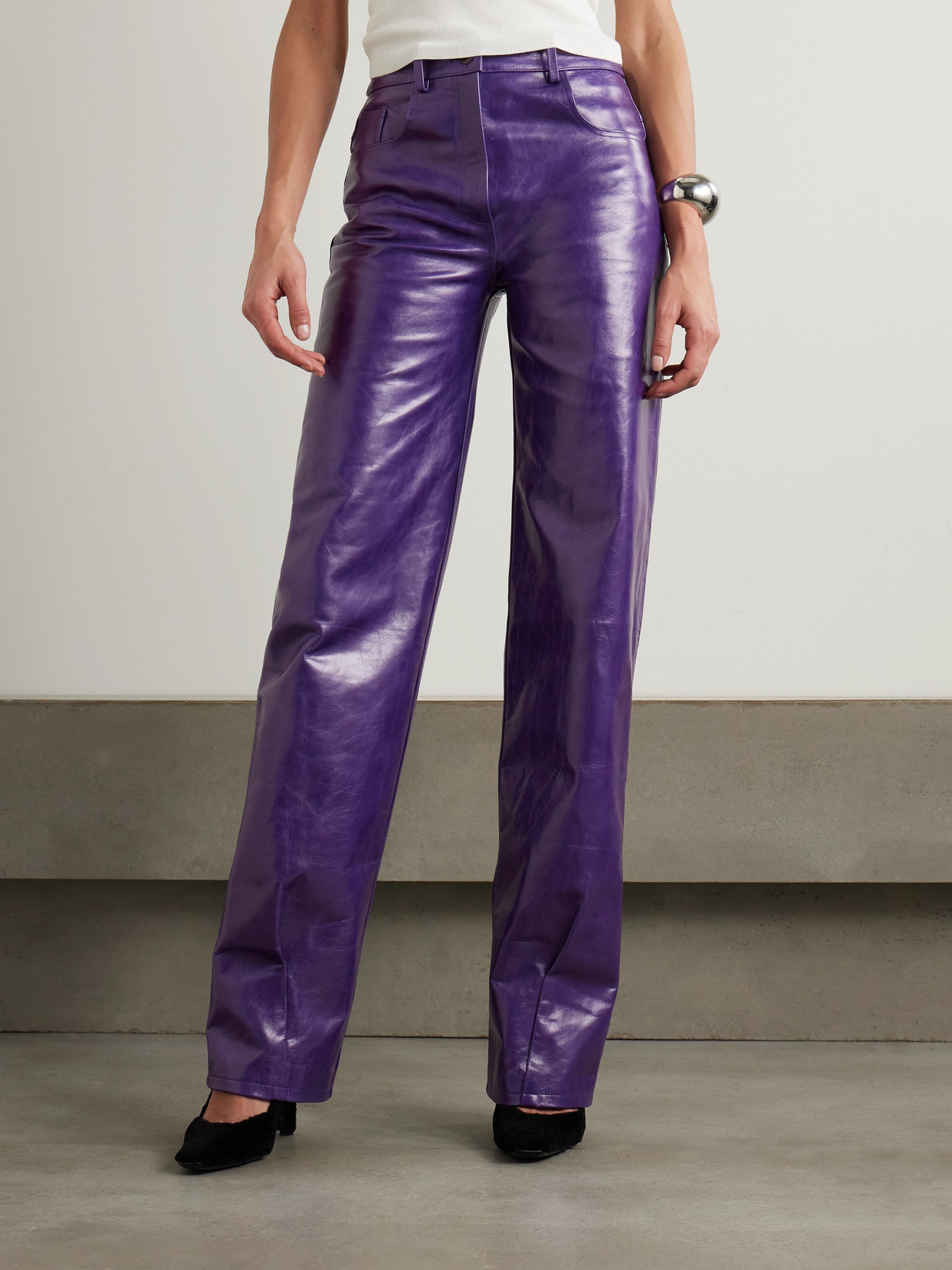 Vante Leather Straight-leg Pants - 4