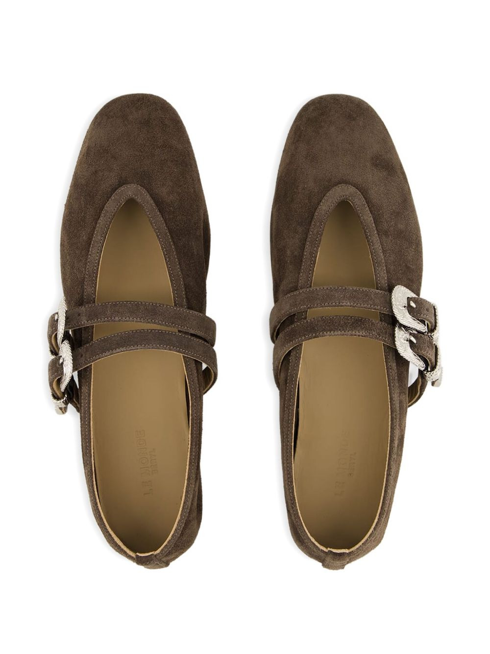 double-buckle suede ballet flats - 3