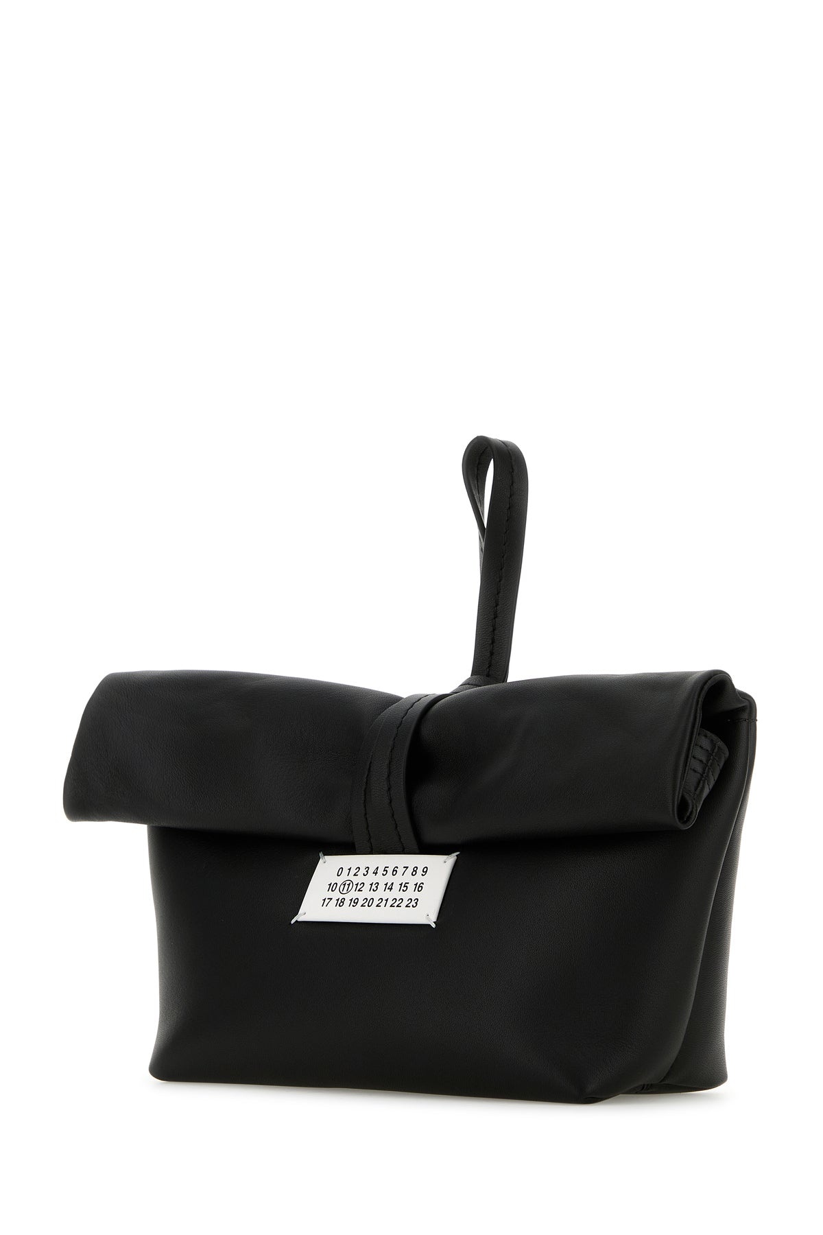 Black leather Paper Bag clutch - 2