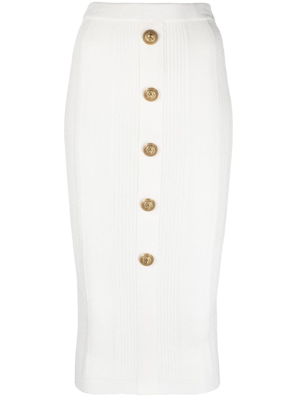lion-head-buttons ribbed skirt - 1