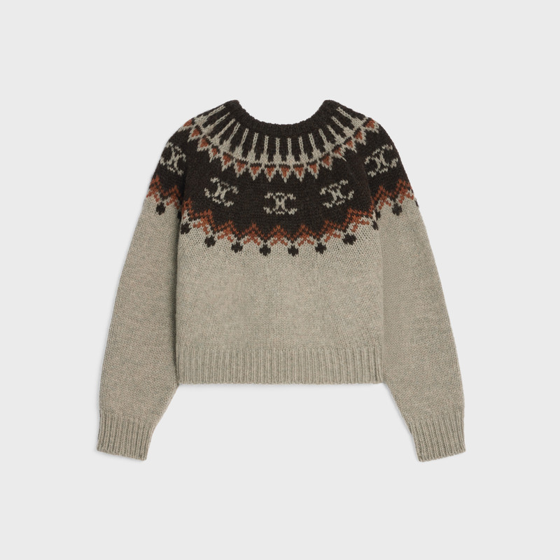 CELINE crew neck sweater in triomphe fair isle wool outlook