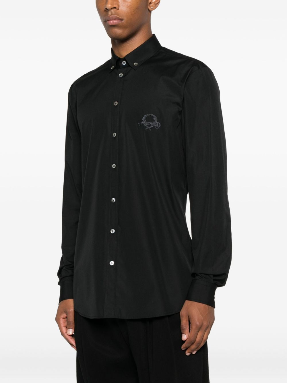 logo-embroidered cotton shirt - 3