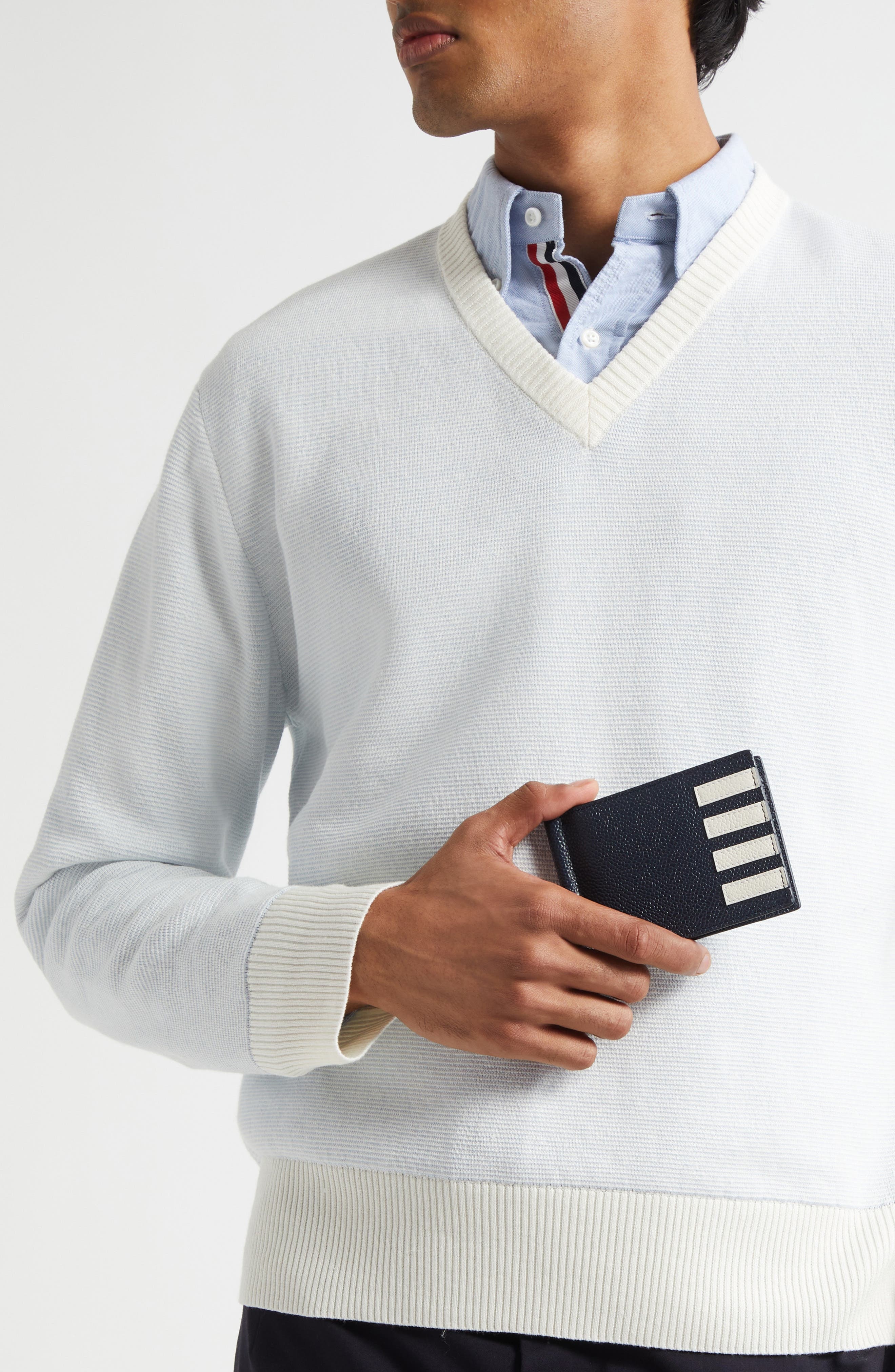 Thom Browne 4-Bar Leather Bifold Wallet in Navy at Nordstrom - 3
