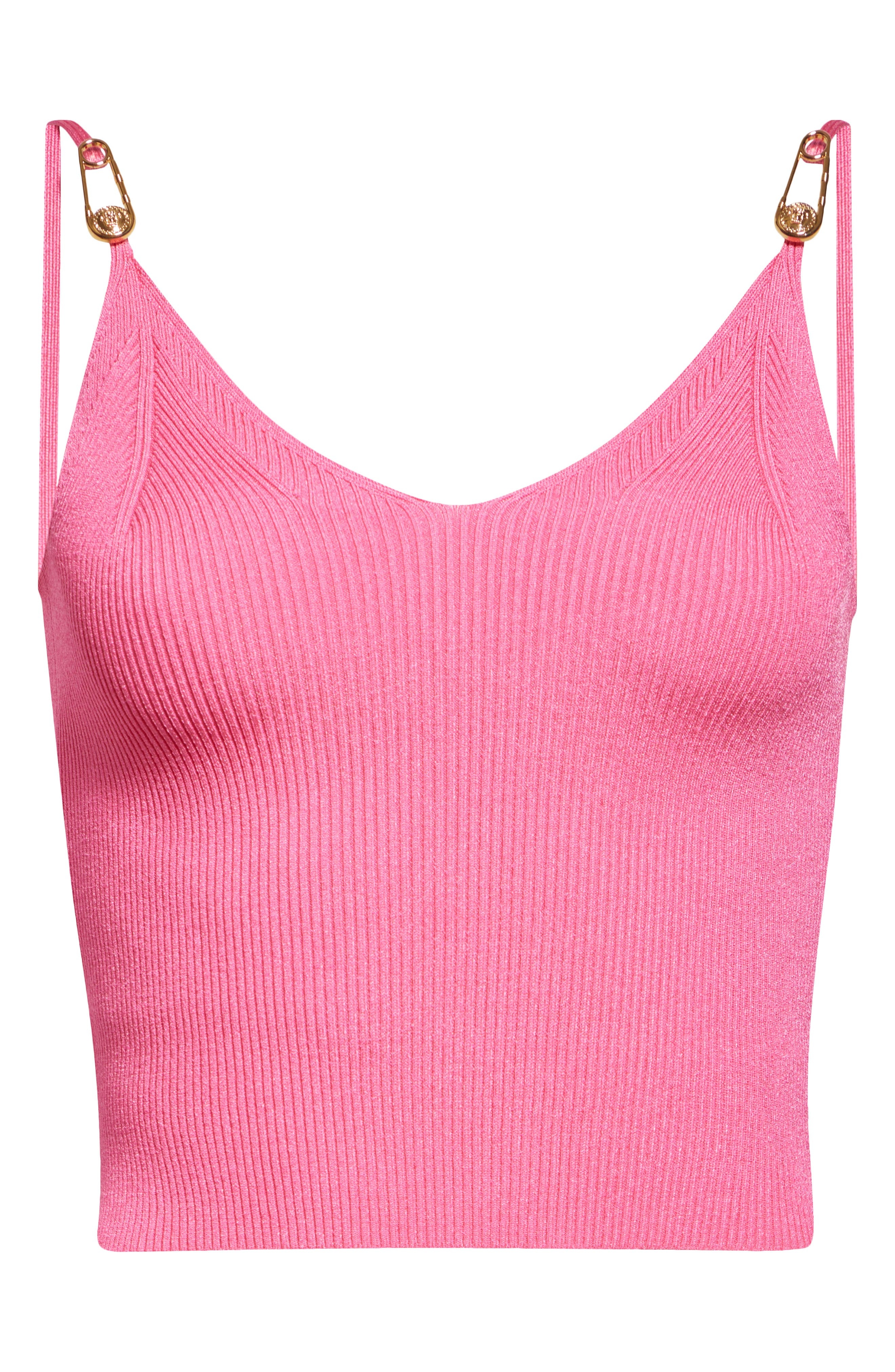 Versace Safety Pin Rib Crop Top in Dragon Fruit at Nordstrom - 6