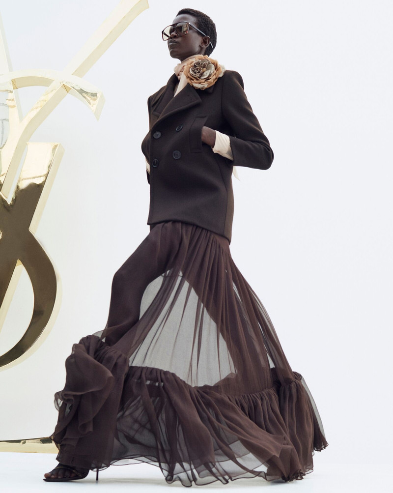 SAINT LAURENT lavallière-neck shirt in crepe de chine outlook