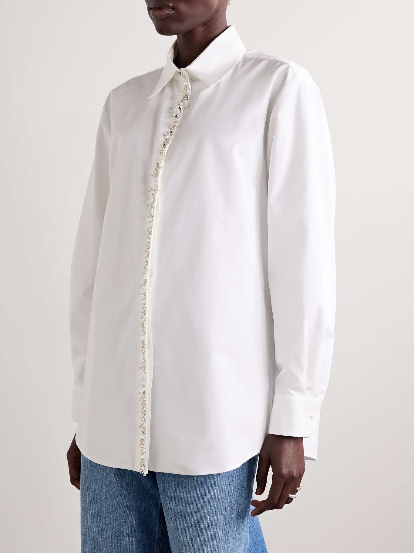 Oversized embellished cotton-poplin shirt - 3