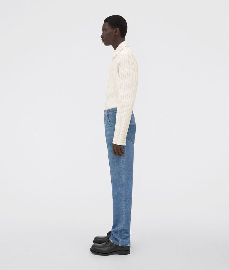 Bottega Veneta denim-effect printed leather trousers outlook