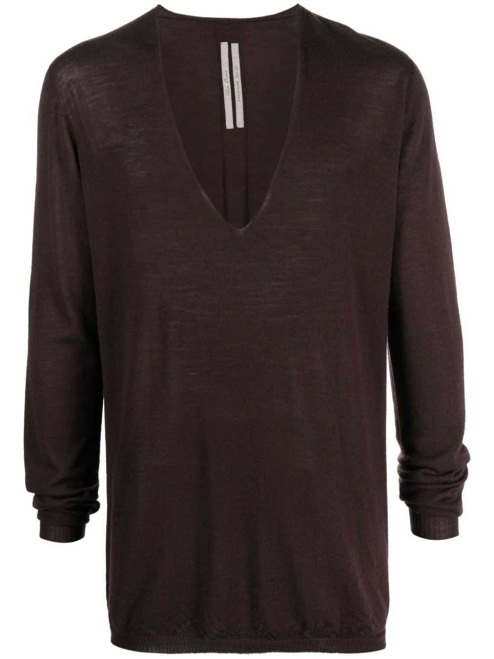 plunging V-neck fine-knit jumper - 1