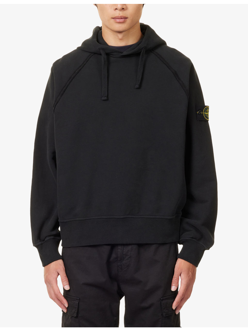 Logo-Patch Brush-Fleece Cotton Hoody - 3