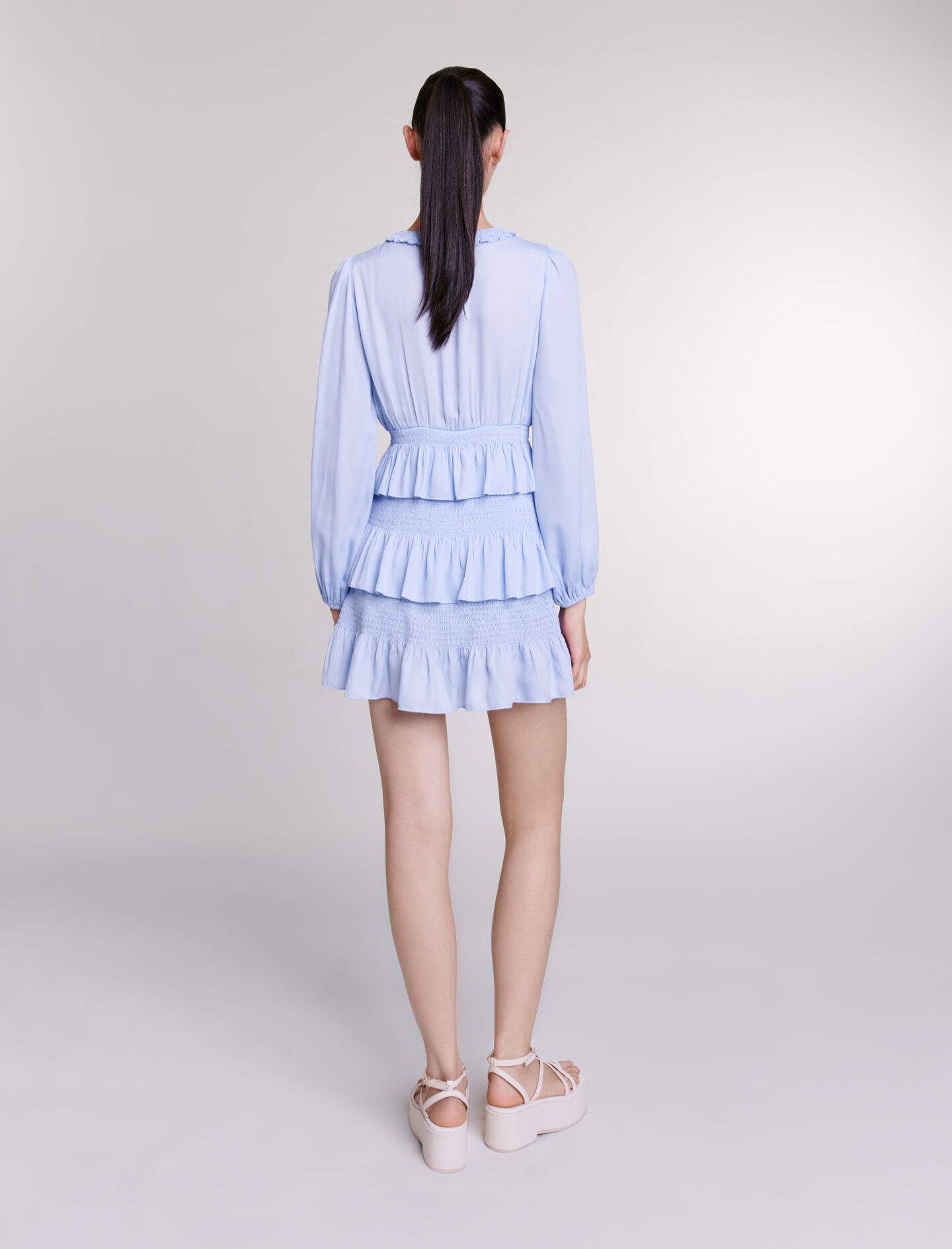 Blue ruffled dress - 5