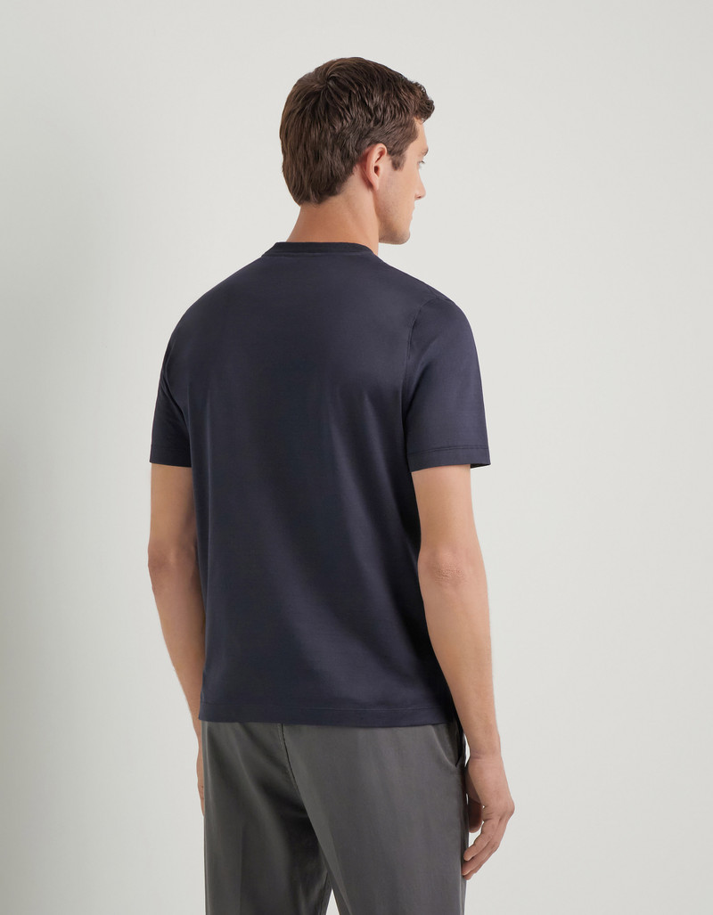 SOFT-TOUCH NAVY BLUE COTTON JERSEY T-SHIRT 3