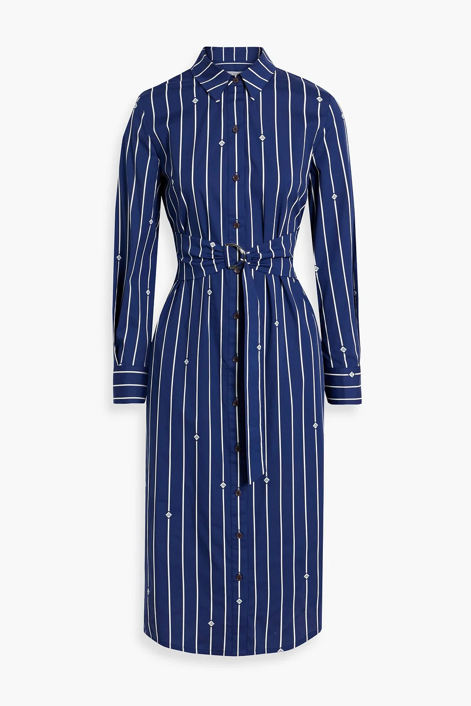 Striped cotton-blend poplin midi shirt dress - 1