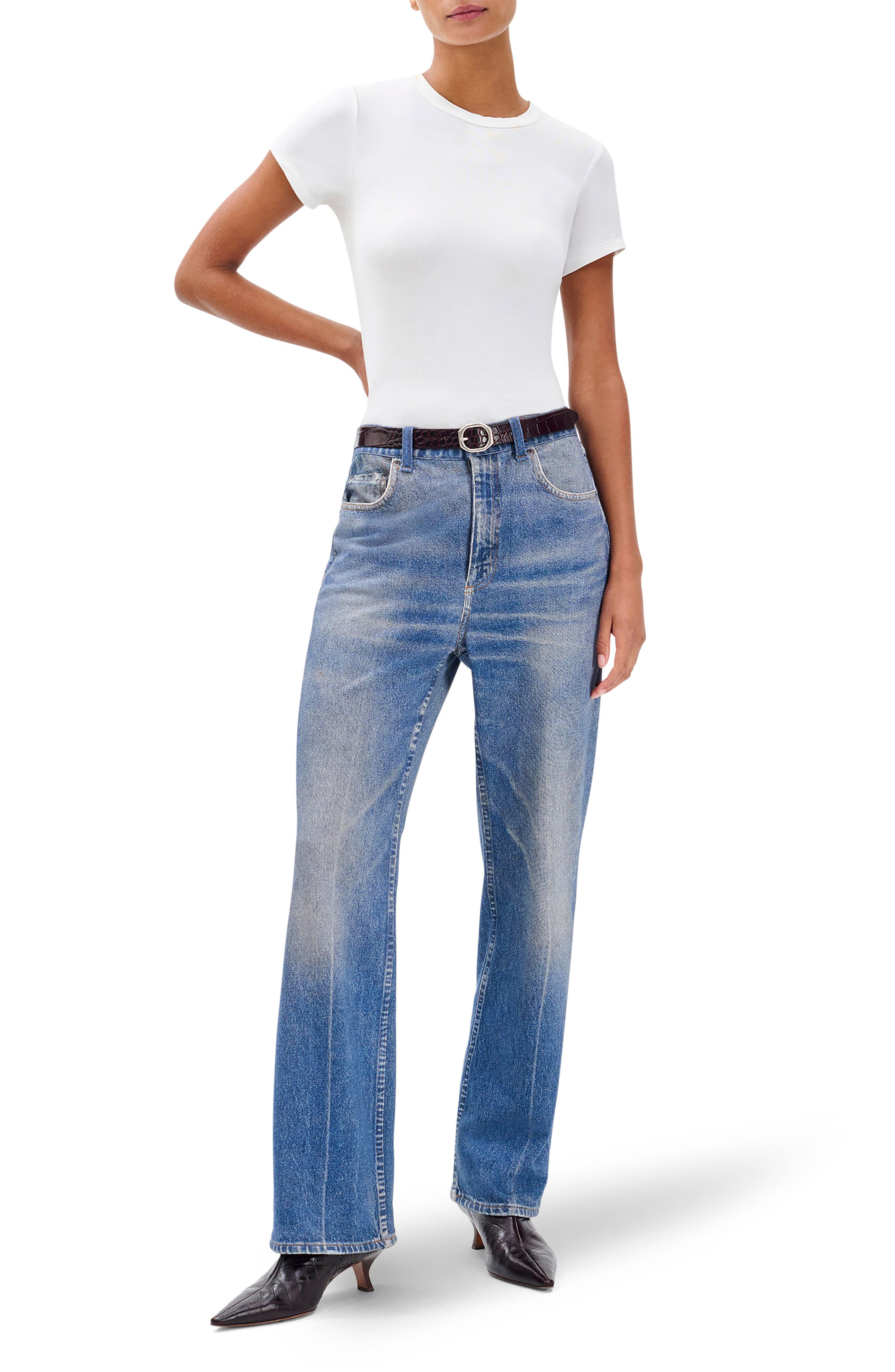 rag & bone Miramar Shea Wide Leg Cotton Terry Sweatpant Jeans in Ryder at Nordstrom - 5
