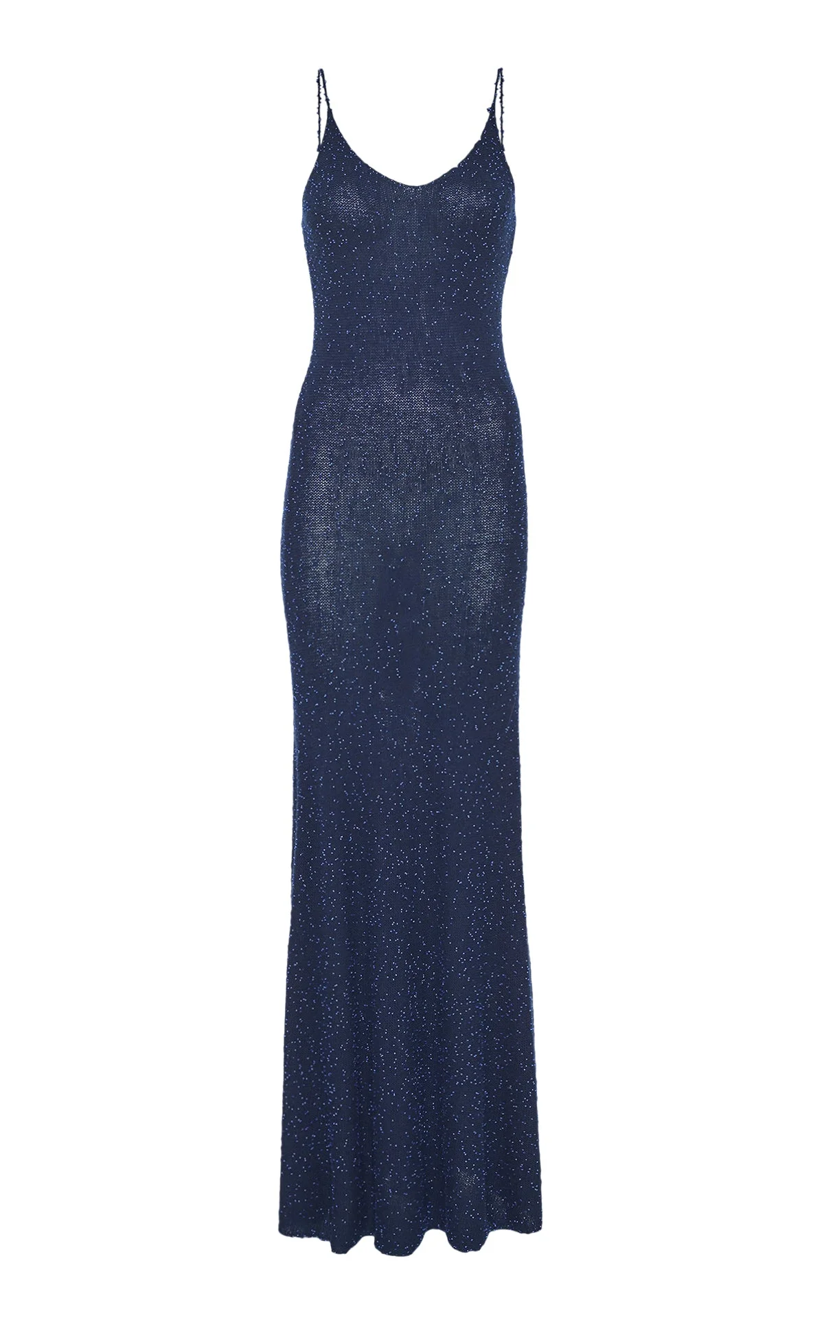 Florian Knit Maxi Slip Dress in Electric Navy Beaded Cashmere Silk - 1