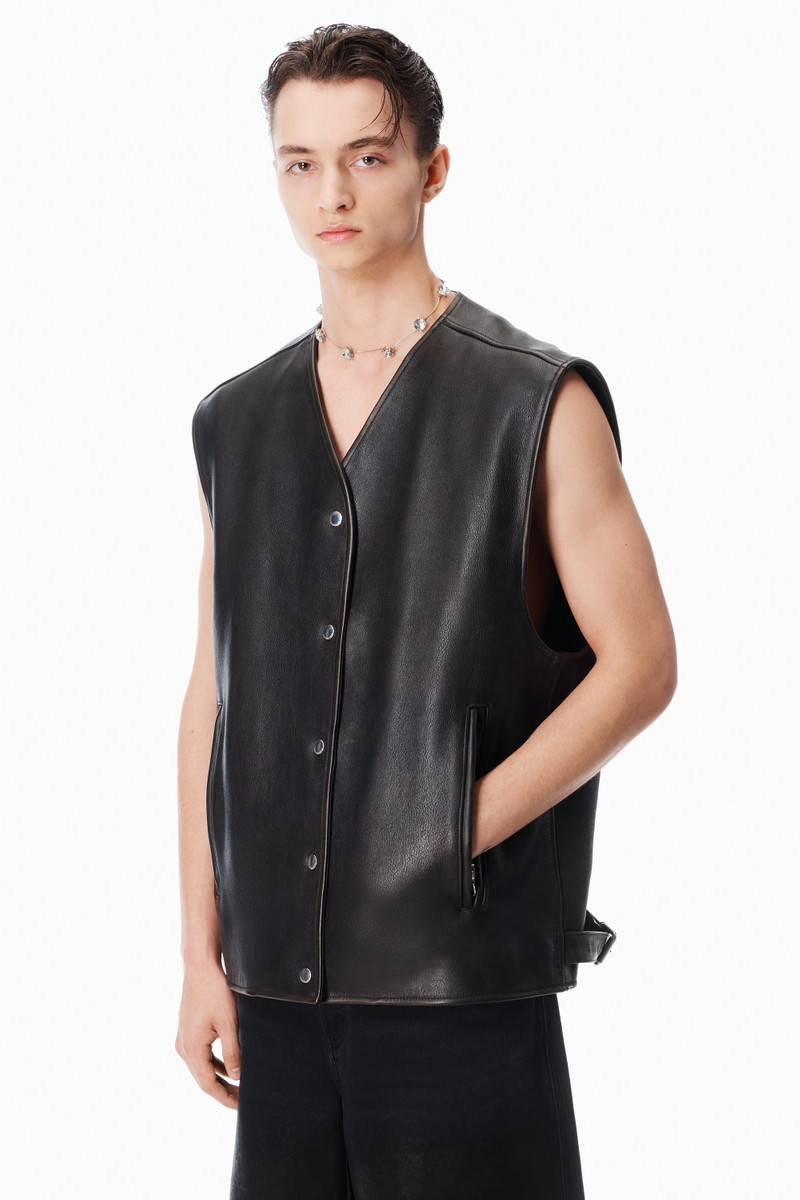 Boxy Moto Vest in Leather 3