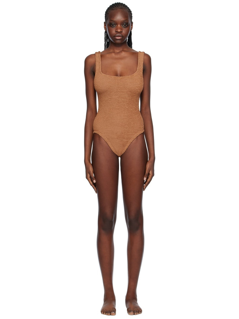 Brown Square Neck Swimsuit - 1