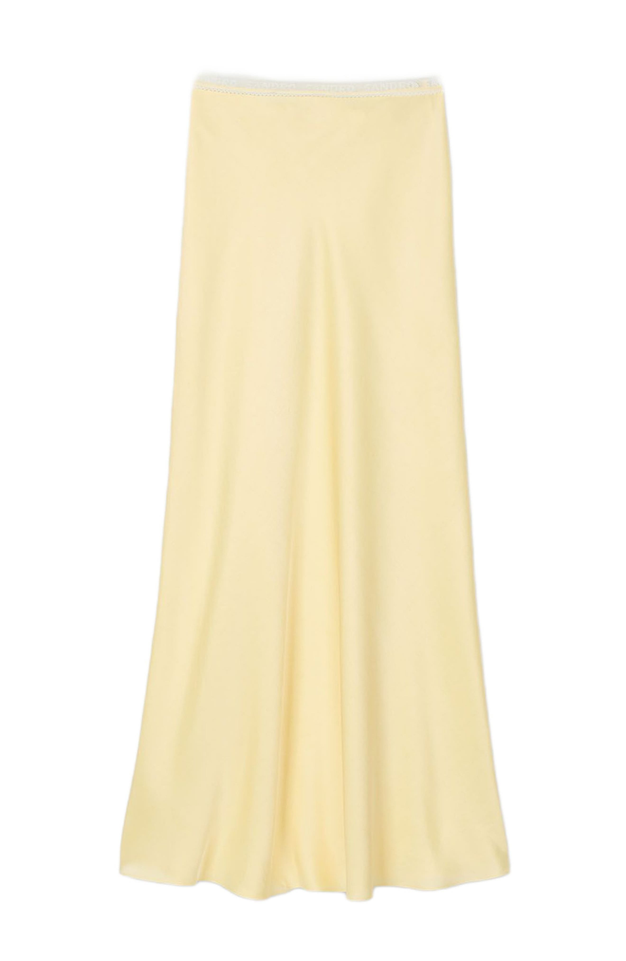 SANDRO Long satin-effect skirt in Yellow at Nordstrom - 5